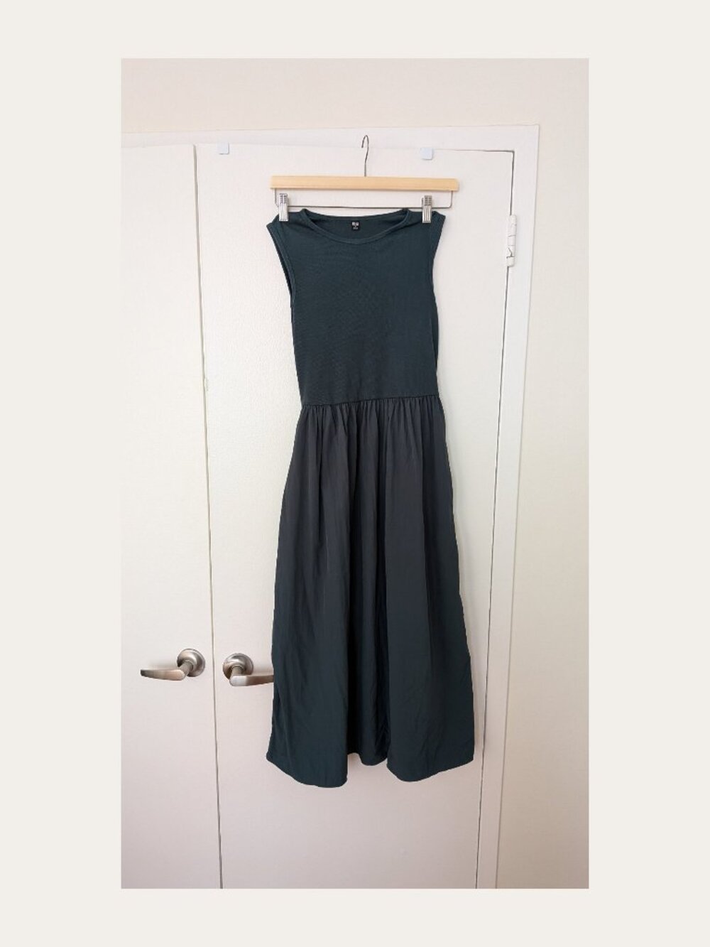Uniqlo Sleeveless Midi Dress Teal Ribbed Knit Size M